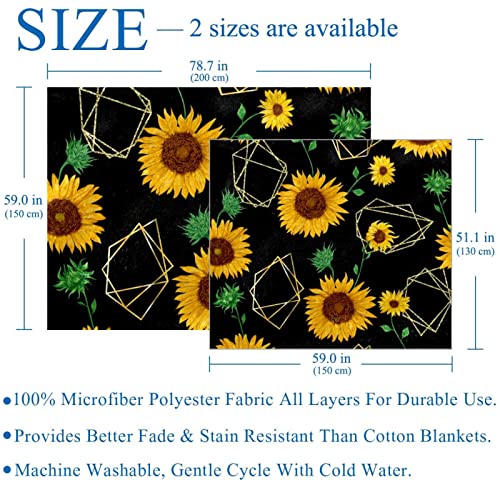Couverture microfibre polaire légère et chaude Golden Sunflowers 150x130