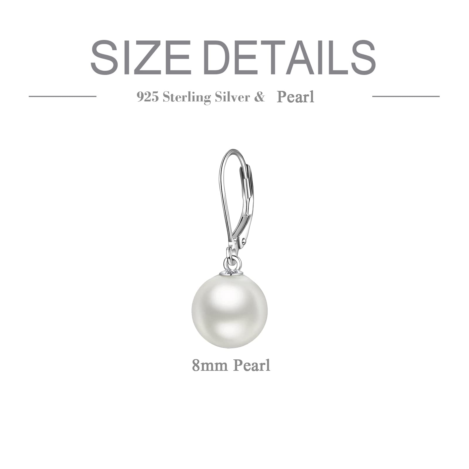 VONALA Perle Ohrringe Sterling Silber, Hängend Ohrringe Schmuck Geschenke für Damen und Mädchen