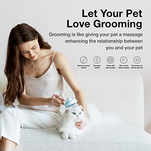 Cat Brush For Shedding, Pet Grooming Self Cleaning Slicker Brush For Cats & Dogs, Cat Deshedding Brush Easily Removes Tangles Hair And Loose Undercoat, Mats Tangled Hair Shedding Brush (Blue) #TOP4