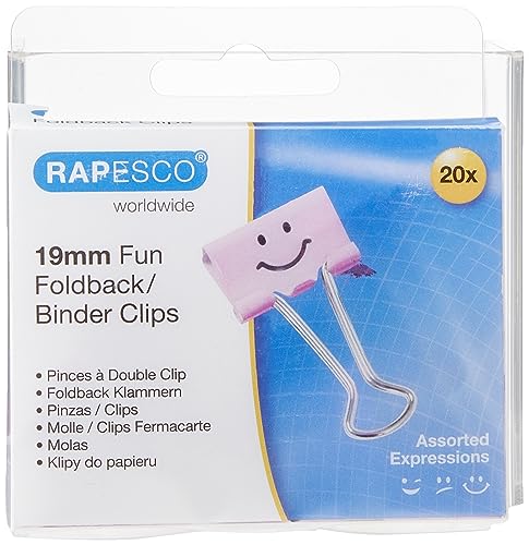 Rapesco 1349 19 mm Fun Foldback Clips, Candy Pink, Pack of 20