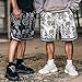BOOMLEMON Men's Paisley Shorts Athletic Workout Basketball Shorts Casual Print Running Short Pants(Black L)
