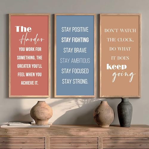 Image of kotart - Motivational Wall Decor Paintings| Painting for wall Hanging | Quotes Wall Decor Paintings | Motivational Quotes Poster With Frame | Wall Hanging Painting For Office Living Room Bedroom Set of 3 (10x19 inch, E)