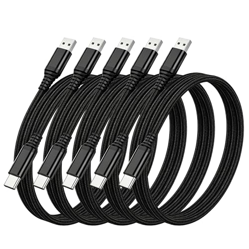 USB Type C ケーブル 1m 5本セット LpoieJun【高速データ転送(480Mbps) / 60W 急速充電】 USB-A to C 高耐久ナイロン編み スマートフォン/タブレット/ゲーム機のタイプｃ機種に対応 断線防止【映像出力不可】