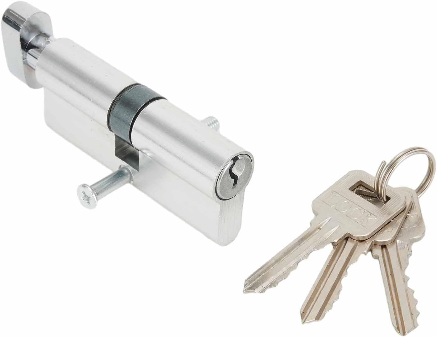 Thumb Turn Cylinder Door Lock UPVC Doors, Anti-Pick 35/35mm Euro Profile Cylinder with 3 Keys, Silver Tone Aluminum Lock Mechanism