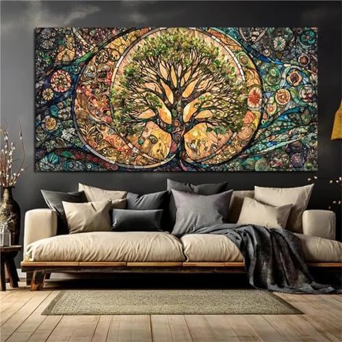 Diamond painting 5D arbre de vie géant 100x230cm style rétro pour loisir créatif adulte