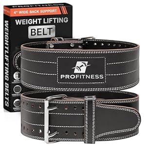 ProFitness Weight Lifting Belt (5mm Thick) – Leather Weight Lifting Belt for Women & Men – Functional Support Weight Belt – Gym Belt for Weightlifting, Powerlifting & Deadlifts | Adjustable Weightlifting Belt