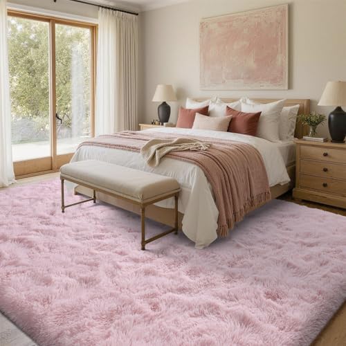 Tapete Shaggy Rosa 5x8 pies para habitación y sala miniatura 3