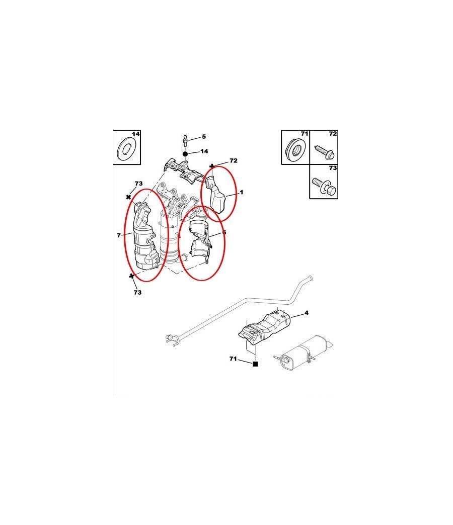 Ecrans thermique 1.6 HDI echappement PSA 1723AX 1723T1 1723T3