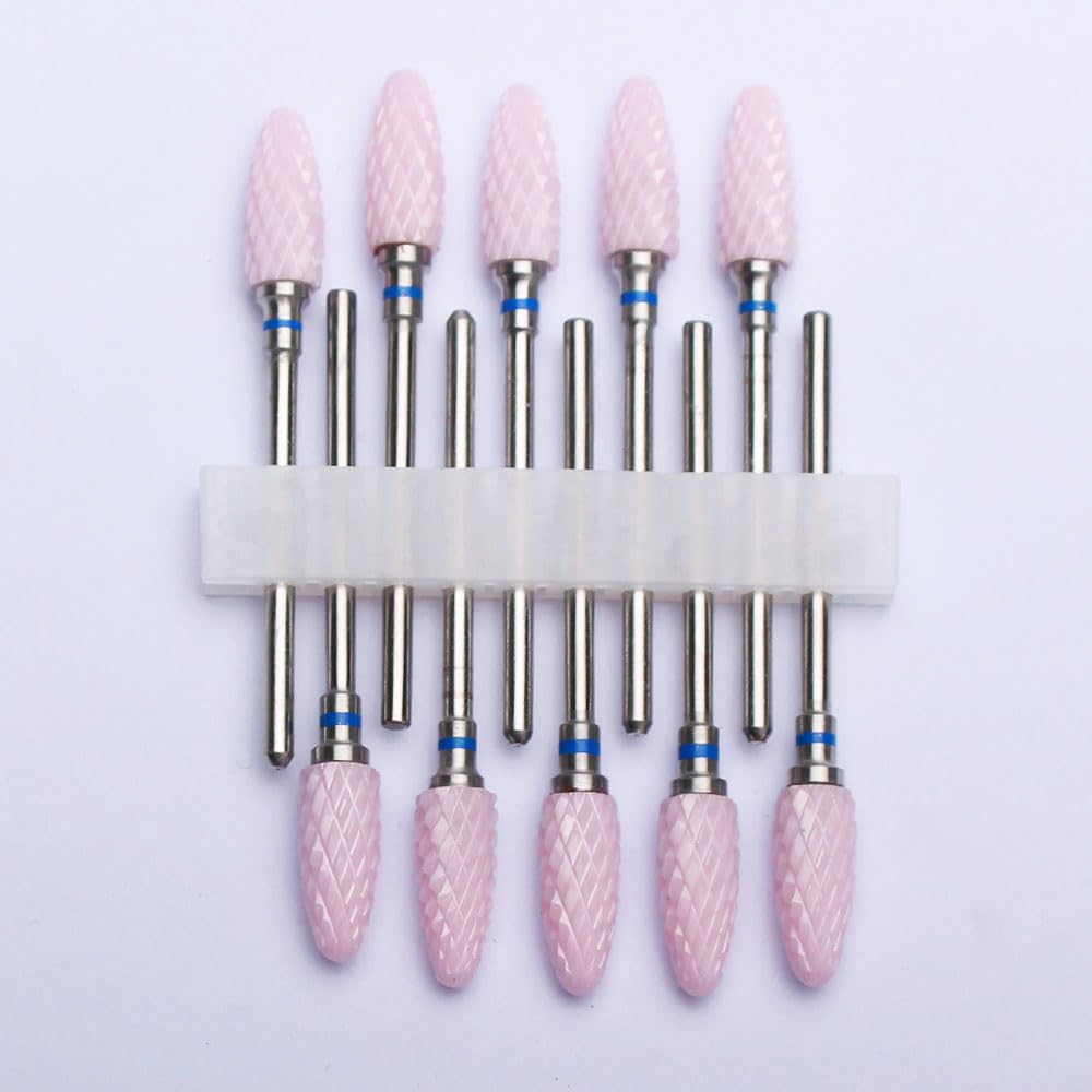 MyncbD Punta da Trapano 10 pz/Set Blu Rosa Ceramica Fresa per Unghie Fresa per Trapani per Manicure cuticola elettrica Rimuovere Macchine Utensili per Manicure (Color : 10pc-Pink 2)