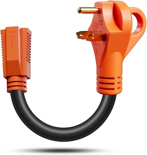 Ficstar Adaptador RV de 30 amperios a 110 voltios, adaptador de corriente NEMA TT-30P a NEMA 5-15R RV