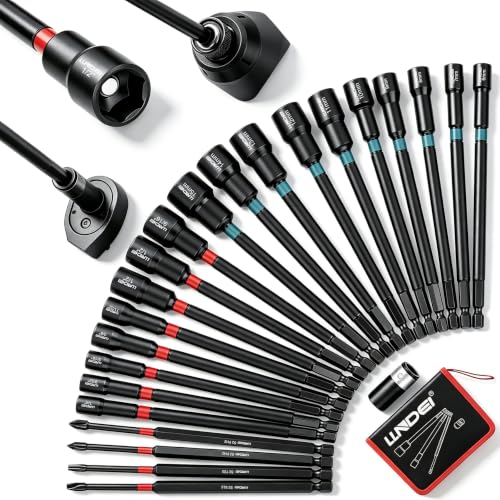 Image of LLNDEI Magnetic Nut Driver Set 23Pcs, Metric 6-15mm & SAE 1/4"-9/16"
