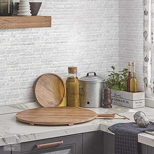 Tic Tac Tiles Peel and Stick Self Adhesive Removable Stick On Kitchen Backsplash Bathroom 3D Wall Sticker Wallpaper Tiles in Polito Designs (10, White) - Thumbnail 5