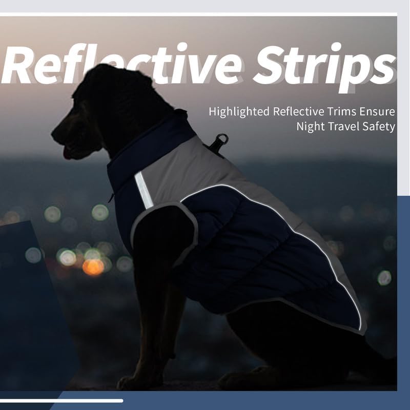 Miniatura 6 de Mcwayyi Abrigo de invierno para perro, impermeable, chaqueta cálida para perro, abrigos para clima frío para perros medianos y grandes con anillo en