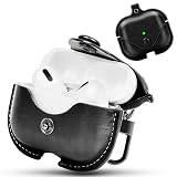 Fora airpods pro3 ケース 革【ESEENN】対応 airpods pro 3 PU革 イタリアンレザー 式 全面保護 落下防止 耐衝撃 キズ防止損失を防ぐ（キーホルダー付き）充電便利 装着充電可能 LEDライト可視 ワイヤレス充電対応 （ブラック）