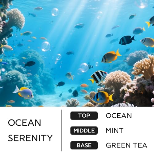 Image of CHILLFLAME Scented Candles, 14.1 oz Scented Candles for Home, 2 Wicks Blended Scents Aromatherapy Candles for Women and Men, Birthday Gifts for Women (Ocean+Mint+Green Tea)