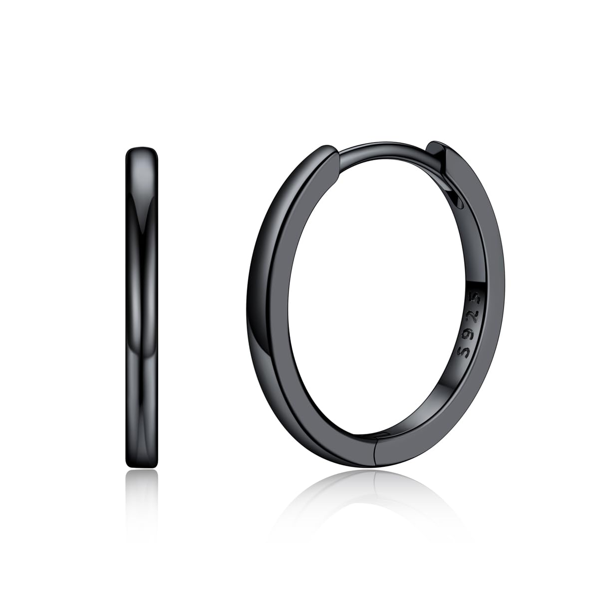 Silvora Kleine Creolen Silber 6mm/8mm/10mm/12mm/14mm/16mm/18mm/20mm Damen Herren 925 Silber Ohrringe Hoop Huggie Creolen Silber/Schwarz/Rosegold Schläfer Kreolen für Frauen Männer