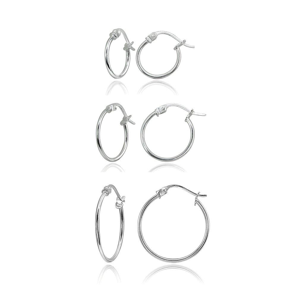 Small Thin French Lock 925 Sterling Silver Hoop Earrings for Women