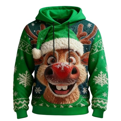Pull à capuche pour homme motif Père Noël idéal soirées d'hiver