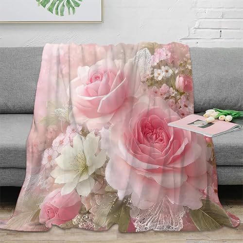 Jeté de canapé microfibre luxe imprimé floral plaid romantique grand confort - 2