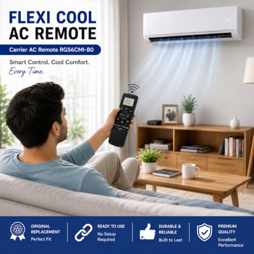 Image of K2 Remotes Compatible for Carrier AC Remote RG56CMI-B0 - Flexi Cool Original Replacement for Carrier Split & Window AC 1 Ton 1.5 Ton 2 Ton | LCD Display