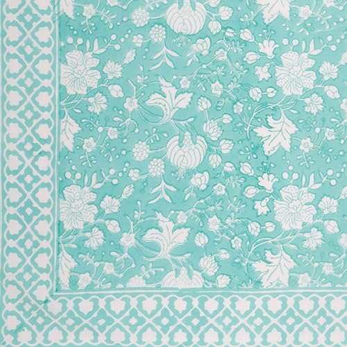 Image of ShamaGreen Premium Hand Block Printed Bedsheet | Bed Sheet Flatsheet | Pure Cotton | Double Bed King Size 108 inchx108 inch | 300 TC Bedsheets | Includes 2 Pillow Covers | Floral Spread