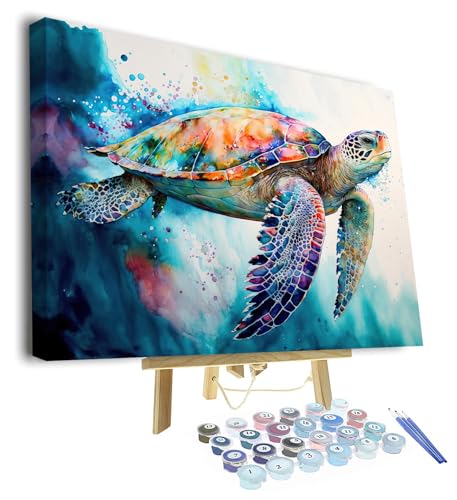 Kits de pintura por números de tortuga marina para adultos sobre lienzo de animales