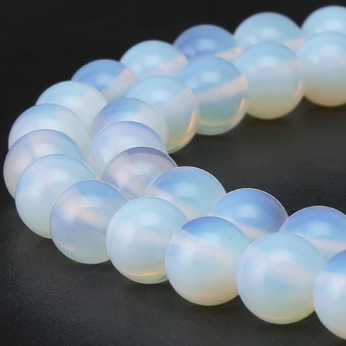 LIFAVOVY 12mm White Opalite Beads Round Gemstone Loose Beads for Jewelry Making 15"(31-32pcs/strand)