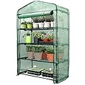 Worth Garden 50% Extra Wide Mini Greenhouse 4 Tier Portable Plant Green House 40in Wide -Sturdy Gardening Shelves with PE Cover & Roll-Up Zipper Door - Indoor & Outdoor Use - 19?W. x 40?L. x63?H.