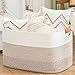 danpinera Wäschekorb, Korb Aufbewahrung, 72L Faltbarer Wäschekorb, Aufbewahrungskorb für Baby Spielzeug, Square Laundry Baskets, Korb Aufbewahrung für Decken, kissen, Gästehandtuchkorb Weiß und Braun