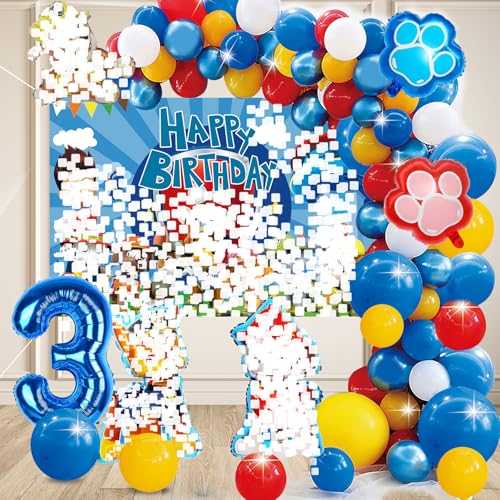Pat Dog 3 años Deco Cumpleaños Globos Pat Dog Guirnalda Globos 3 años, Paw Dog Fond Cumpleaños, Niños Decoraciones Fiesta, Globo de Aluminio, Paw Dog Party Anniversai re Decoración