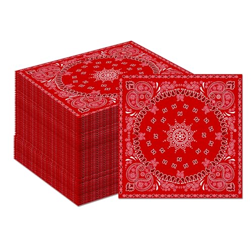 Red Bandana Paper Napkins for Red Bandana Western Party Supplies Bandanas Theme Party Disposable Napkins Paisley Paper Napkin Reds Bandanas Paisley Print Theme Partys Supplies (40 Pcs)