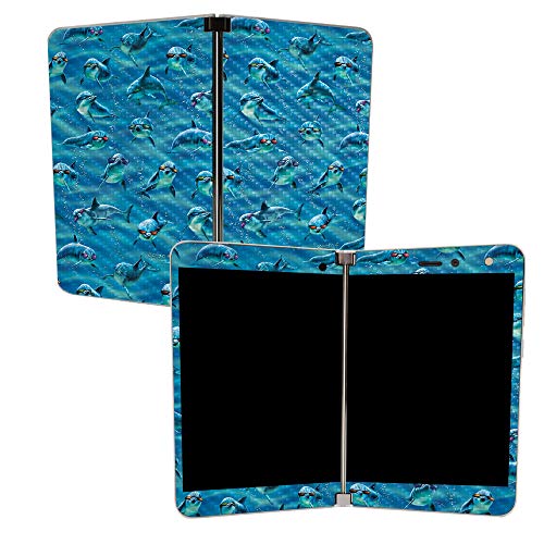 Image of MightySkins Carbon Fiber Skin for Microsoft Surface Duo - Dolphin Gang | Protective, Durable Textured Carbon Fiber Finish | Easy to Apply, Remove, and Change Styles | Made in The USA
