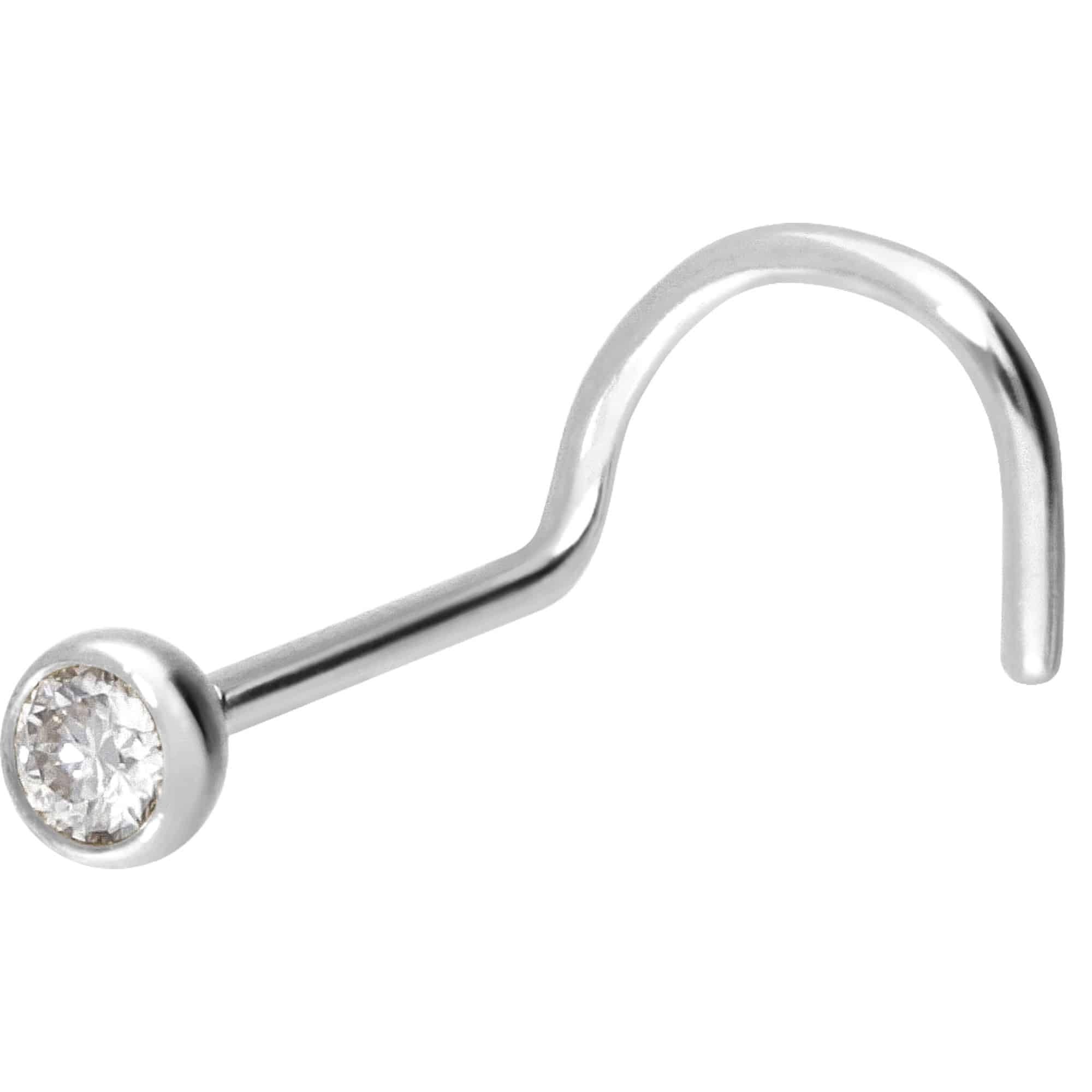 PIERCINGLINE Piercing da naso a spirale in oro 750, 18 carati, cristallo da 2,2 mm, colore a scelta