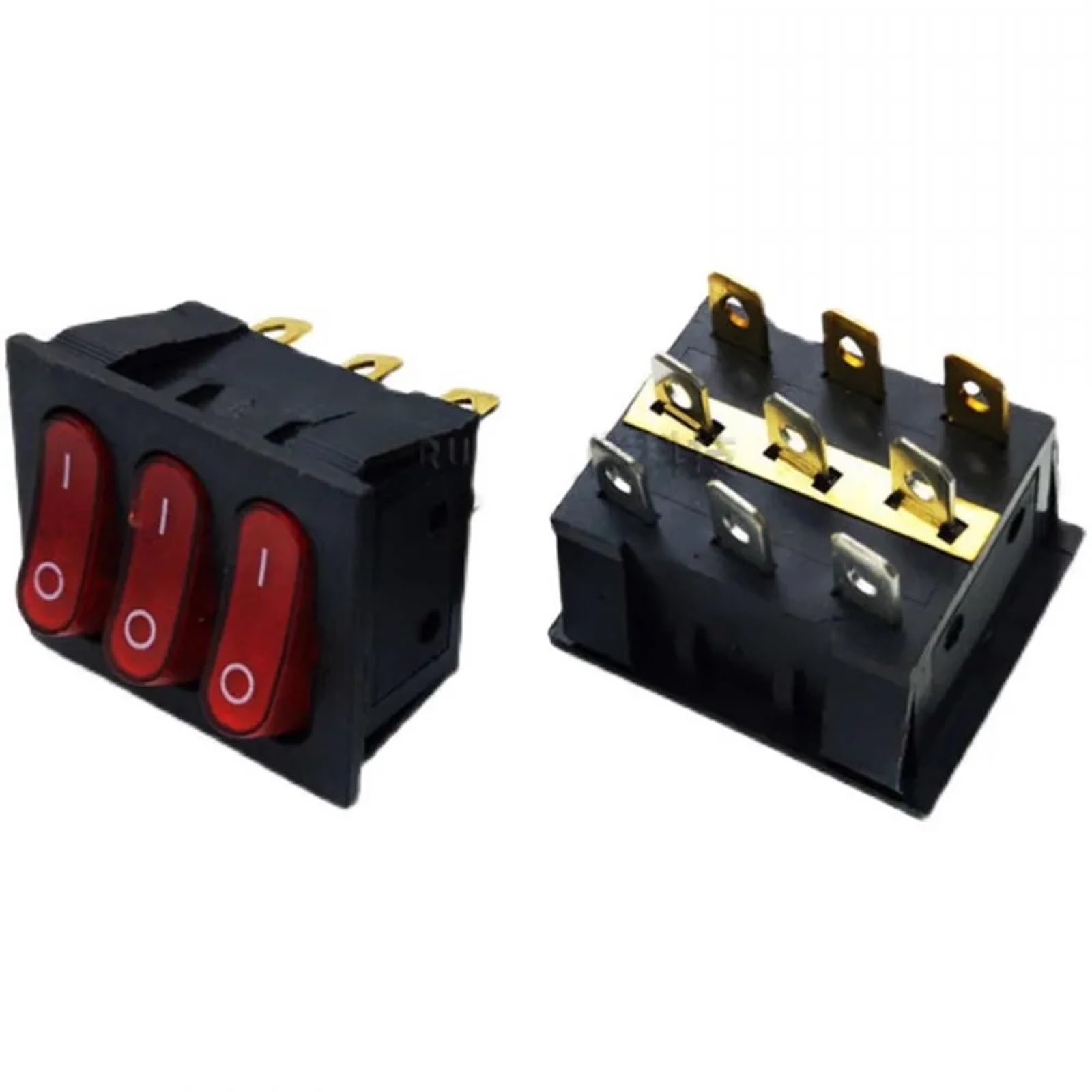 10PCS Rocker Switch KCD3 Red Ligh 3 Way Black Switch 9 Pin 2