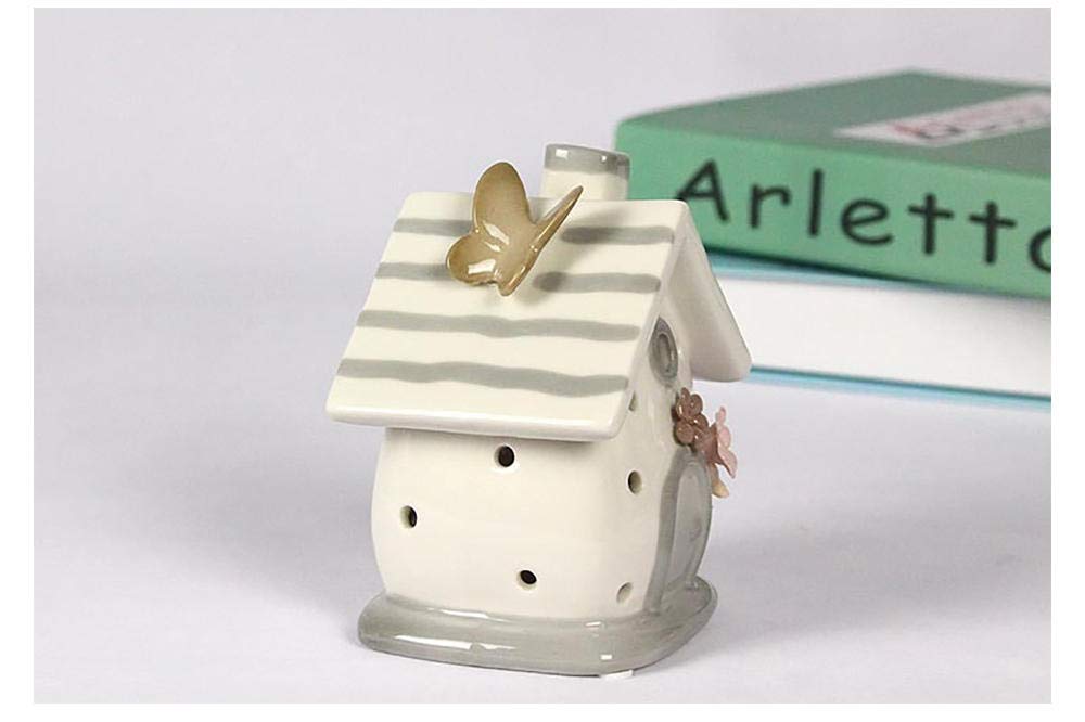 Cenicero creativo casa cerámica manualidades modelo figuras dibujos animados casa luz miniaturas decoración del hogar accesorios regalos cumpleaños niños juguete C