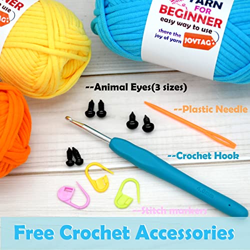 Image of Yarn for Crocheting and Knitting Green Red Orange Cotton Crochet Knitting Yarn for Beginners with Easy-to-See Stitches Cotton-Nylon Blend Easy Yarn for Beginners Crochet Kit(3x50g)