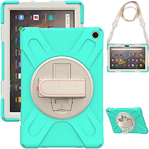 Aokil Fire HD 10 2021���f�� �P�[�X Fire HD 10 Plus 2021���f�� �J�o�[ �ϏՌ� �V�����_�[�X�g���b�v�t�� �y���z���_�[�t�� �n���h�X�g���b�v�t�� 360�x��]�X�^���h �O�d�\�� PC+�V���R���� ���� �ϋv �h�o 