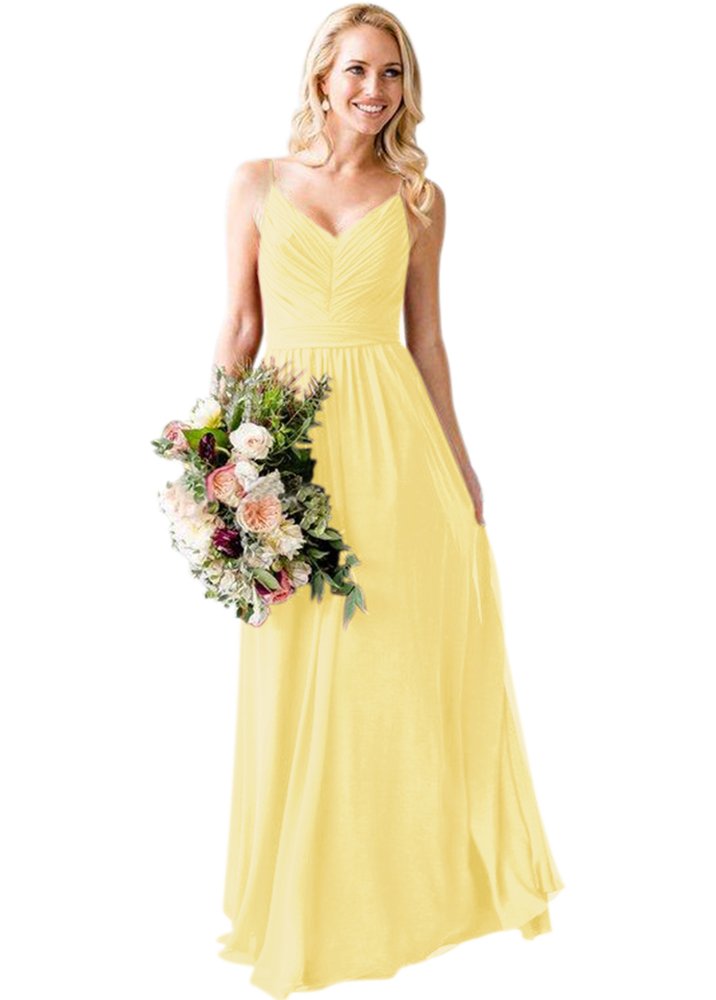 Andybridal A Line Pleat Chiffon Turquoise Long Wedding Bridesmaid Dress with Sleeves