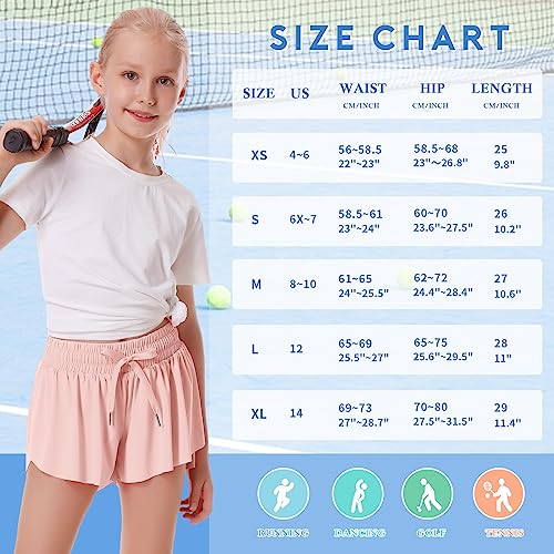 DOCUMO Meninas Shorts Fluidos Com Bolso, Estilo Borboleta, 2 Em 1, Esportivo, Para Corrida, Jovens,