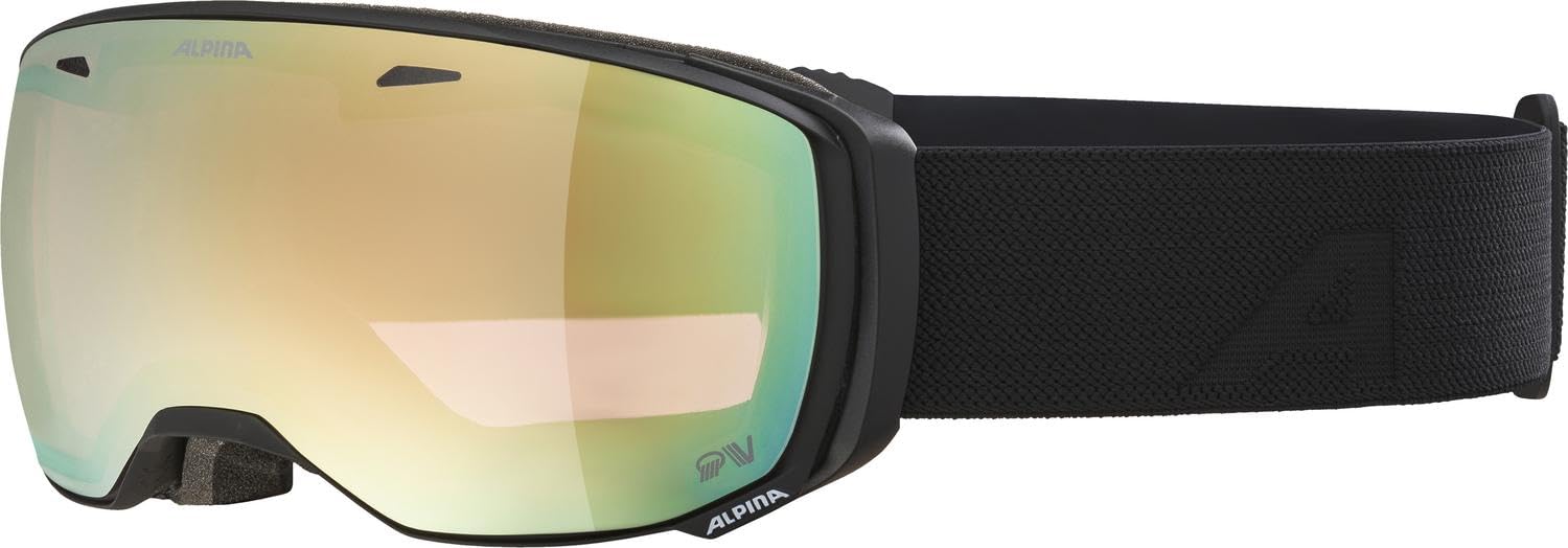 ALPINA ESTETICA QV - Verspiegelte, Selbsttönende & Kontrastverstärkende OTG Skibrille Mit 100% UV-Schutz Für Erwachsene, black matt, One Size