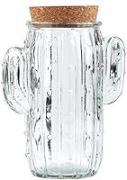Vista 5 de 123Arts Tarro de caramelo de cactus de alivio de vidrio para platos de dulces, tarro de bocadillos, tarro de almacenamiento de alimentos con tapa