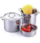 Cooks Panela de Massa Padrão 18/10 Aço Inoxidável 12 Quart, Panela de Espaguete Vaporizador Panela Multi...
