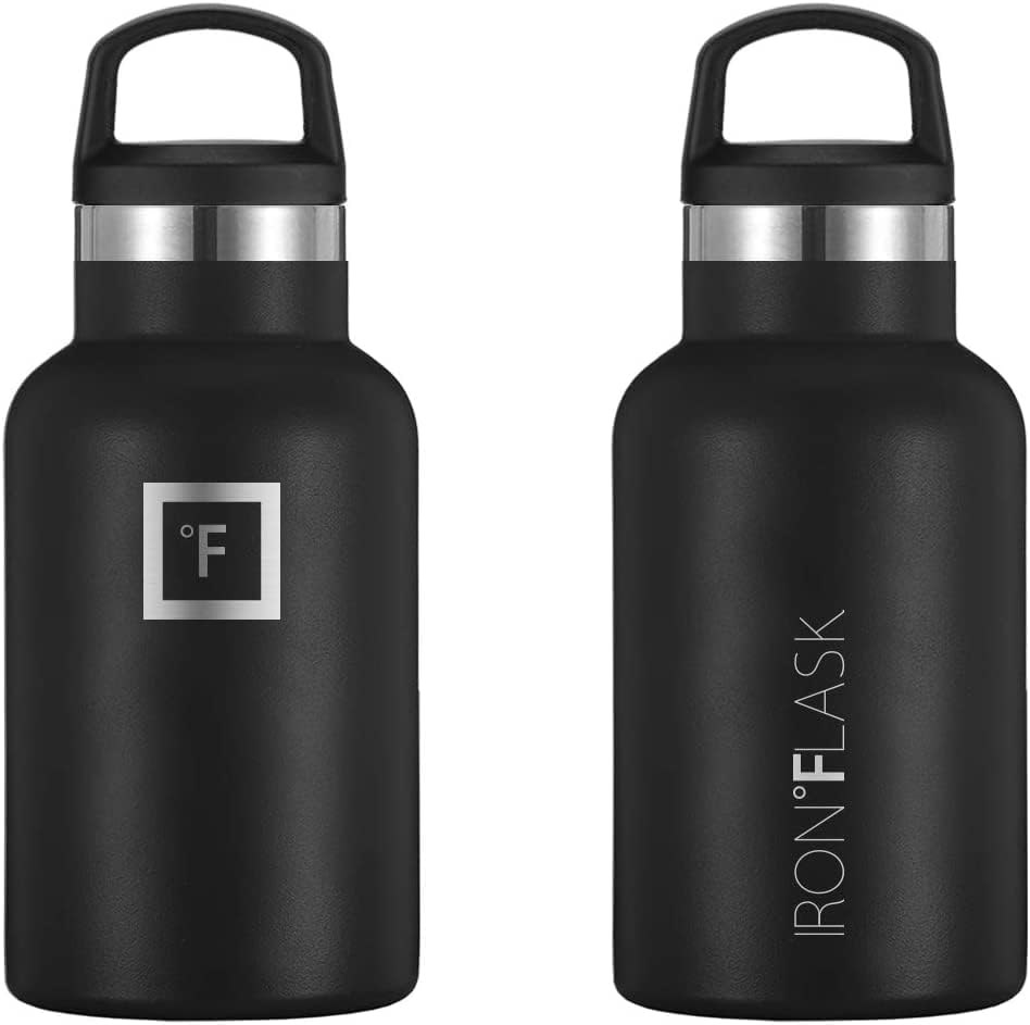 Miniatura 5 de IRON FLASK - Botella de agua deportiva de 12 onzas, 16, 20, 24, 32, y 64 onzas, 3 tapas (tapa de boquilla), acero inoxidable aislado al vacío, frío,