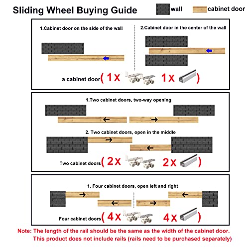 2Pcs 4-Wheel Metal Sliding Track Pocket Door Roller Wheel Set Hanger Ball Bearing Pulley Kit For Wardrobe Closet Barn Door #TOP6