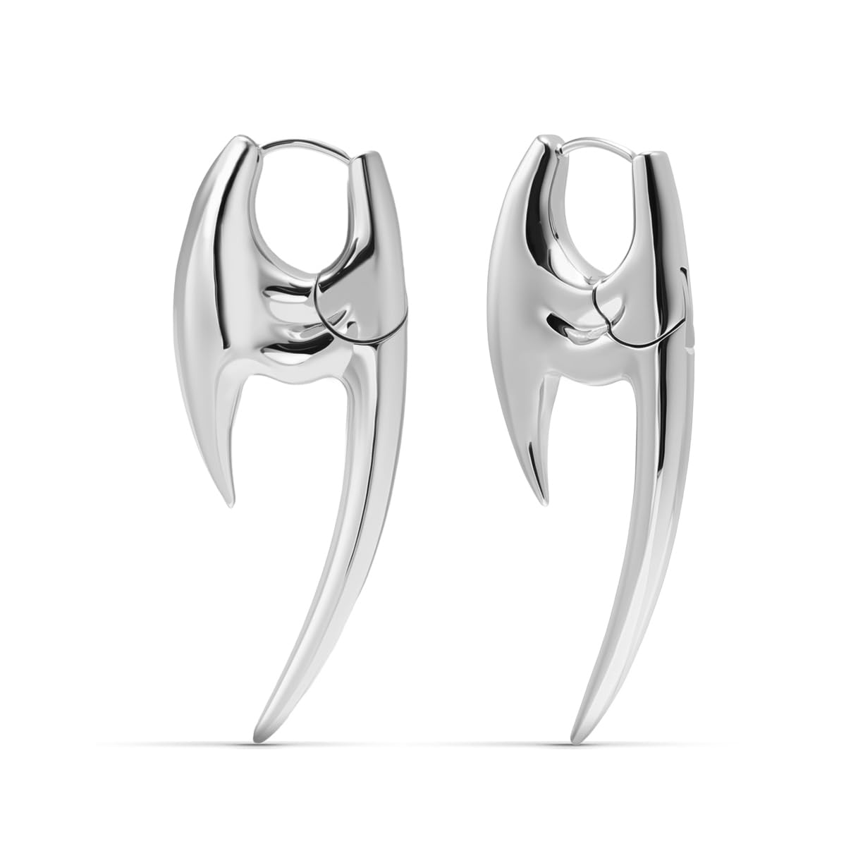 PUNKYOUTH Sharp Line Fluid Curve Orecchini 18G 1mm Piercing Gioielli Edgy Minimalista Moderno Artiglio Spike Huggie Hoop Ciondola Goccia Per Donne Uomini Lucido Dichiarazione Indossare Ogni Giorno