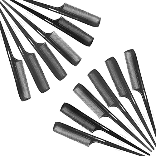 Accesorios, Home Peines de Cola de Rata para Cabello de Hombre y Mujer 12 Piezas Color Negro Ideal para Procesos de Alaciados, Permanentes, Coloraciones y/o Cortes, Resistentes...