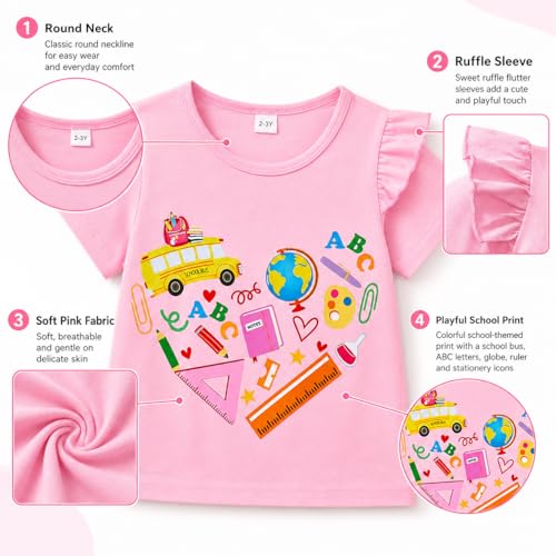 Image of Akyzic Little Girl Skirt Outfit Two Piece Spring Summer Outfit Butterfly Dress Cat Print Skirt Toddler Girl Outfit Set