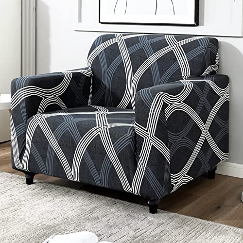 Image of HOKIPO 95% Polyester, 5% Spandex Stretchable Elastic Couch Cover 1 Seater, Shadow Grey (AR-4093-D18)