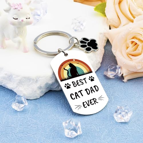 Image of Cat Dad Gifts for Men Cats Daddy Gifts for Men Catfather Keychain | Black Cats Keychain Accessories Cat Dad Fathers Day Gift Birthday Gift Christmas Stocking Stuffers Presents for Father