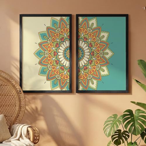 Image of NoWorries Mandala Wall paintings for Home decoration & Wall arts for living room, Bedroom and Office (13x19inches) (Mandala Art) Set of 2 Big frames (Art-3)
